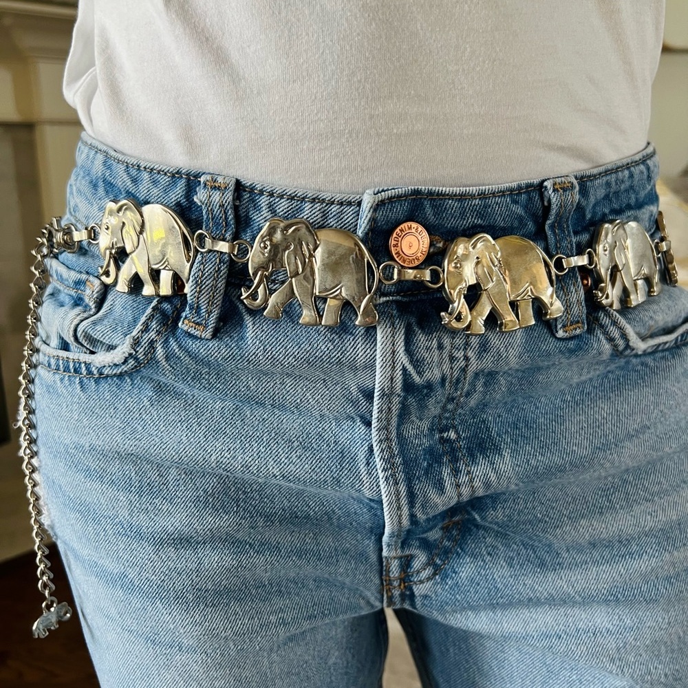 Vintage silver elephant chain belt